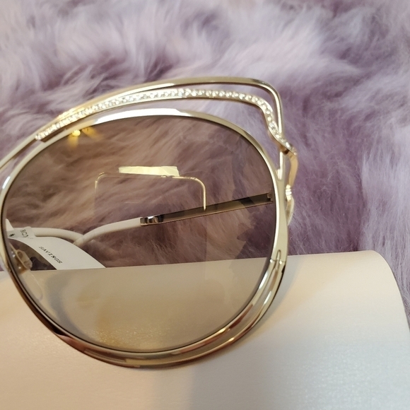 𝅺ROBERTO Cavalli Cat Eye Sunglasses Gold NWT - Picture 8 of 12
